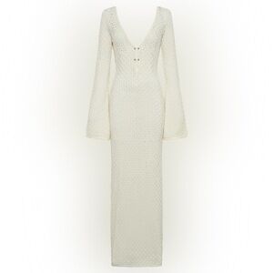 Meshki Cream Long Sleeve Knit Dress